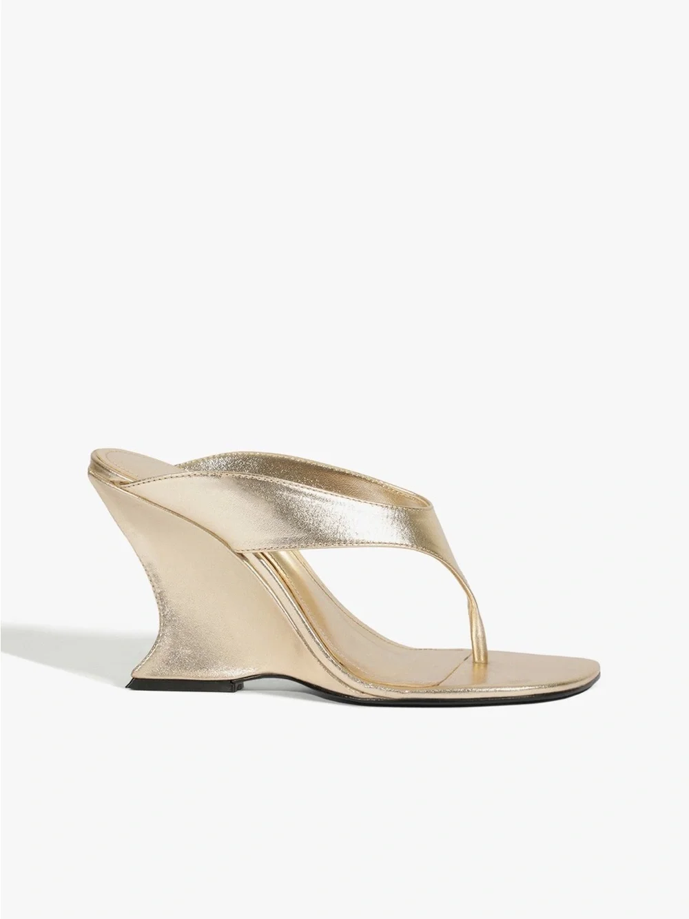 SCHUTZ MAYA METALLIC LEATHER SANDAL